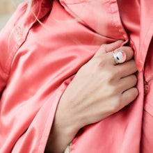 Medium sized Champagne Cap ring worn by model