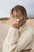 Champagne Cap Ring designed by Laura Lobdell on model at beach